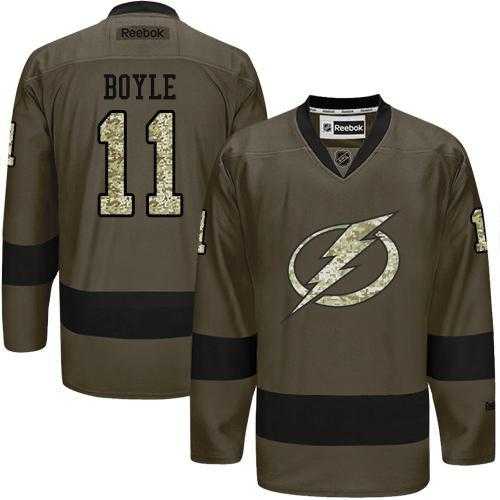 Glued Tampa Bay Lightning #11 Brian Boyle Green Salute to Service NHL Jersey